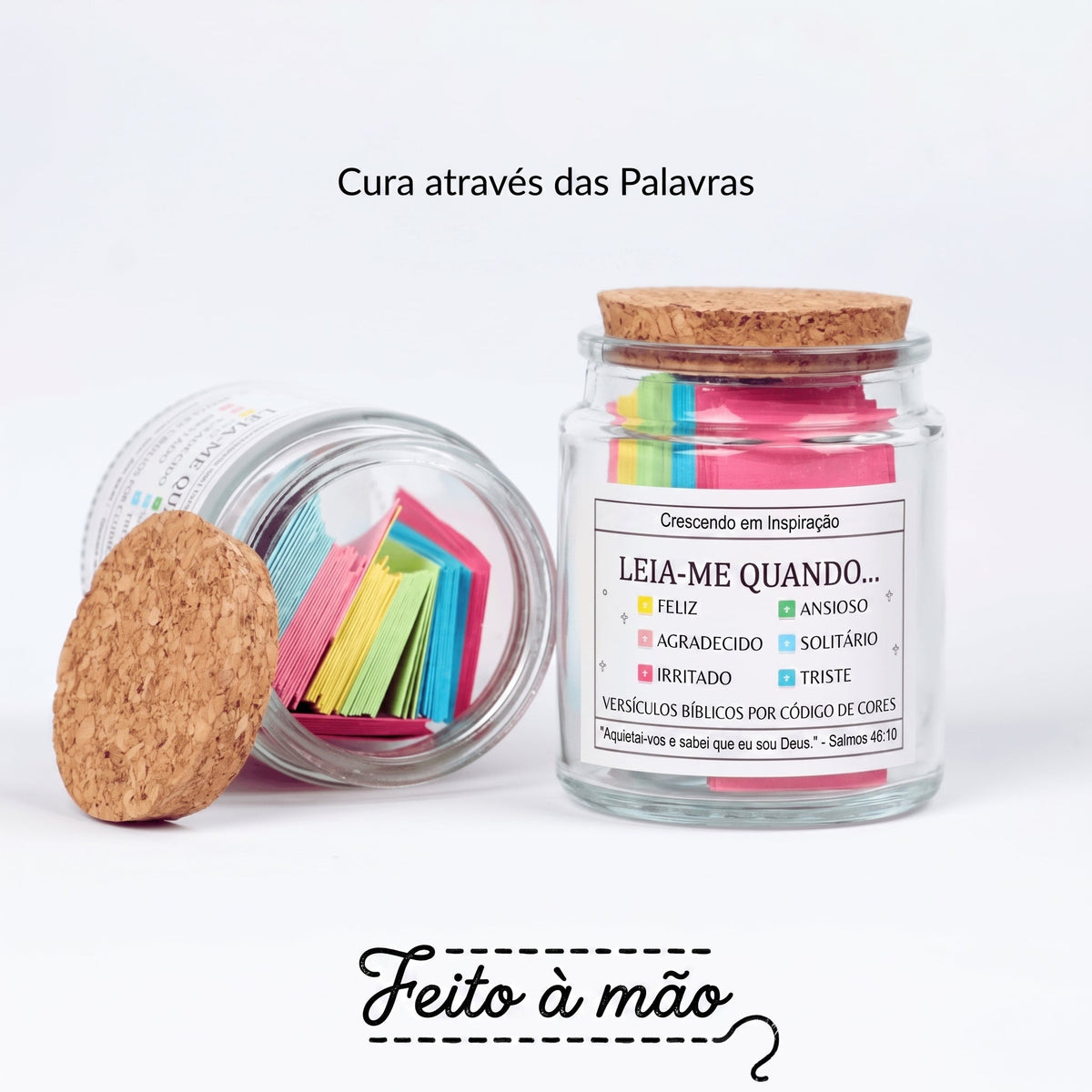 Pote de versículos bíblicos feito a mão (vem com caixa de presente)