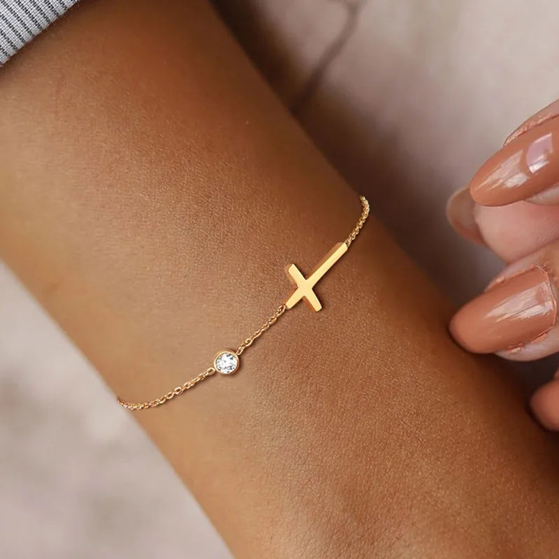 Colar e Pulseira Cruz Ponto Brilhoso