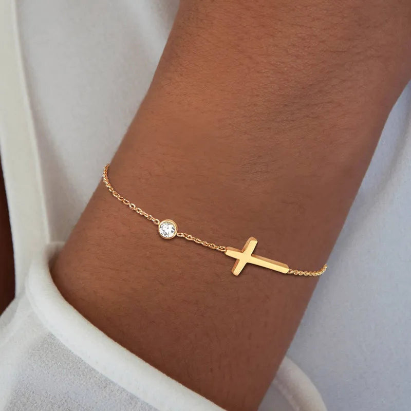 Colar e Pulseira Cruz Ponto Brilhoso